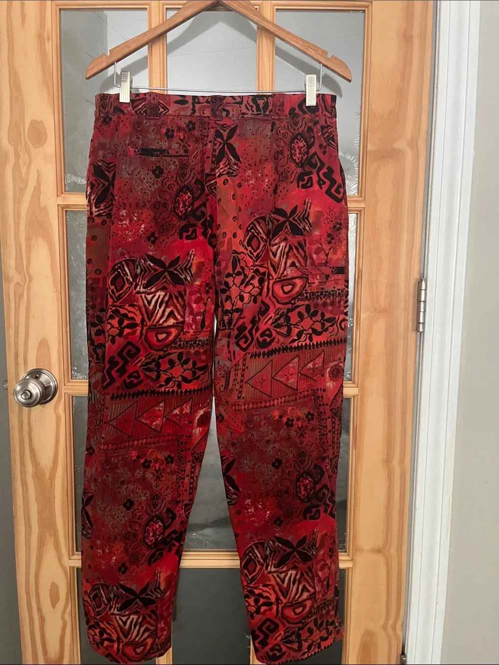 Chico's Aztec Pants VTG high rise straight leg sz 2 = Large, loose fit, print,